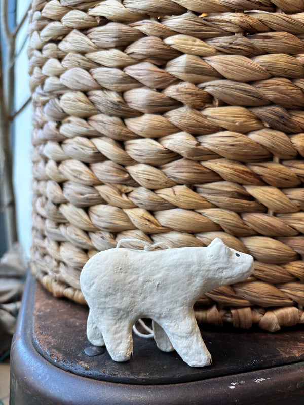Paper Mache Polar Bear Ornament