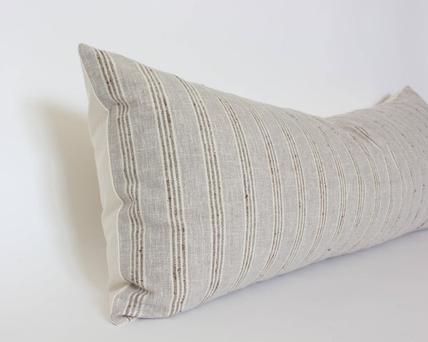 Neutral Striped Lumbar Pillow Cover, Beige Pillow | Landyn