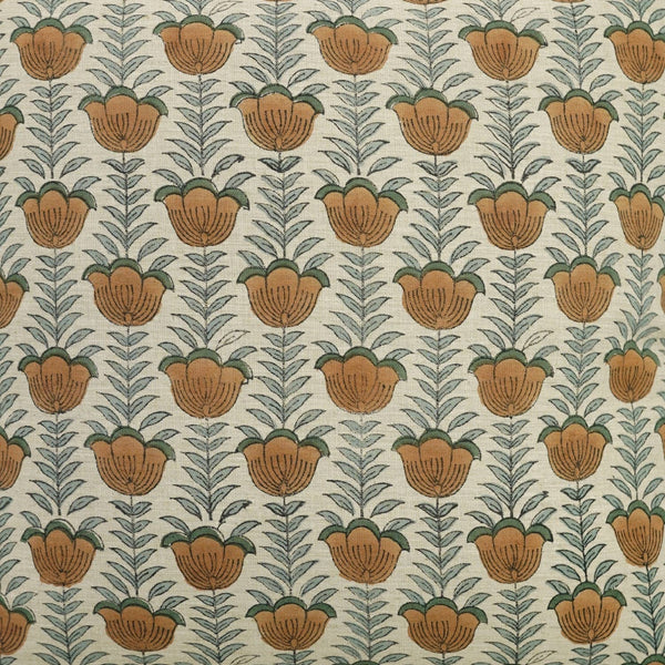 Floral Block Print Linen Blend Pillow Cover - Lotus