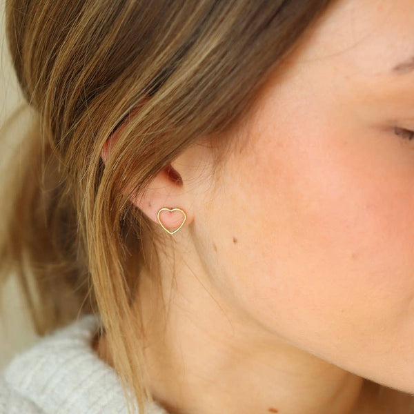 Open Heart Studs in 14k Gold Fill or Sterling Silver