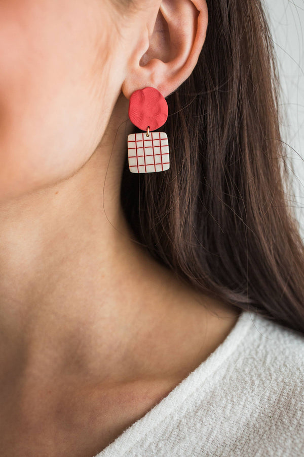 Lattice Earrings - In Poppy
