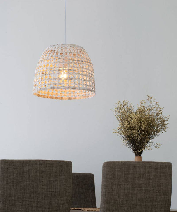 Woven Bamboo Basket Light - Ceiling/Hardwired