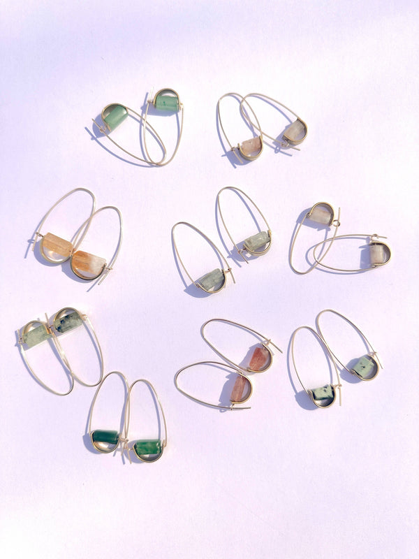 Belen Minimalist Gemstone Earring - Canadian Jade