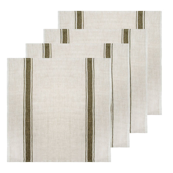 Marseille - Olive Green/Natural Napkins 20x20 - Set of 2