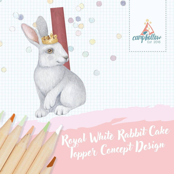 Royal White Rabbit Cake Topper