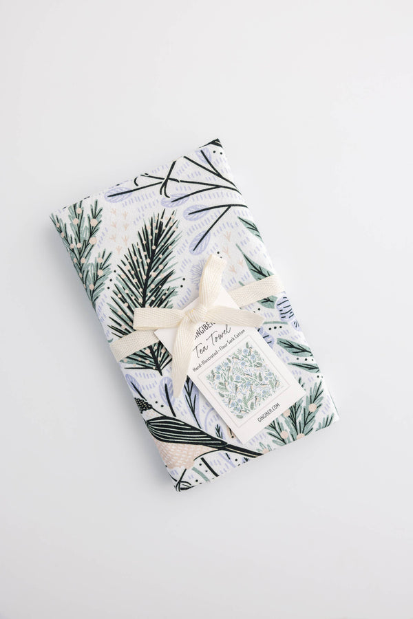 Winter Retreat Tea Towel – Cozy Seasonal Design