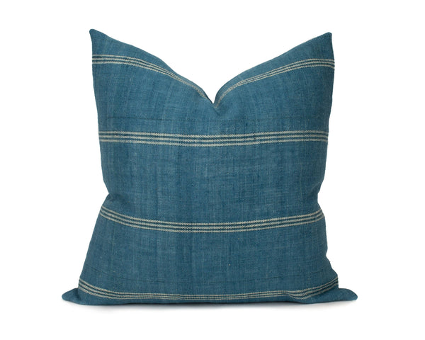 Priya - 24" Blue Indian Wool Pillow Cover