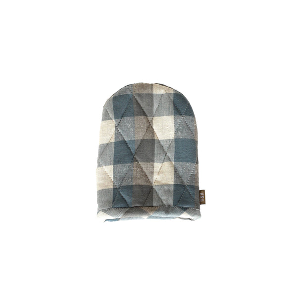 Oven Glove Short- Double Check - Blue Haze