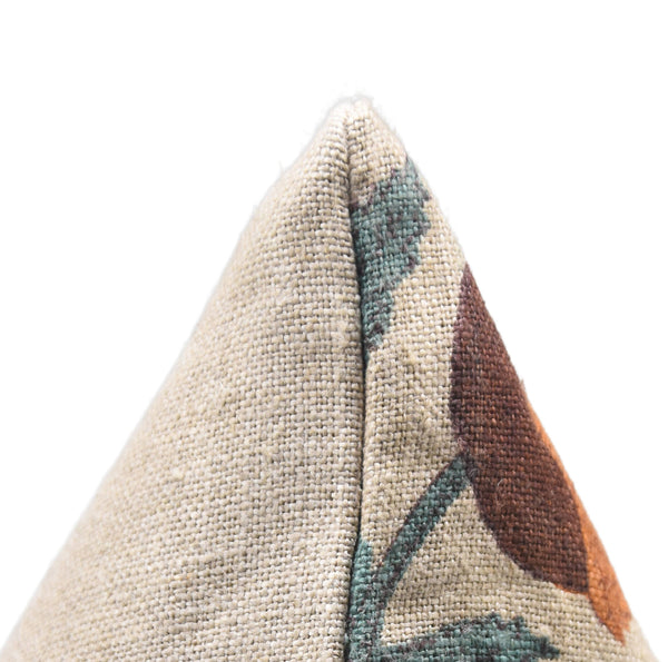 Floral Block Print Linen Couch Cushion Cover - BADASHA