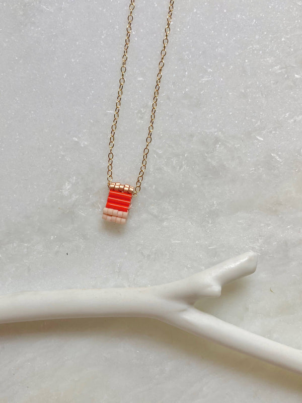 Palette Pendant - Minimal Unique Seed Bead Necklace
