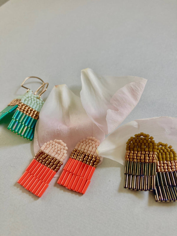 Observe Earrings - Abstract Unique Seed Bead Design