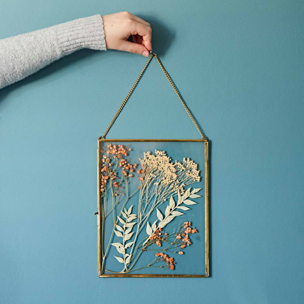 Dia Gold Antique Brass Glass Hanging Photo Frame