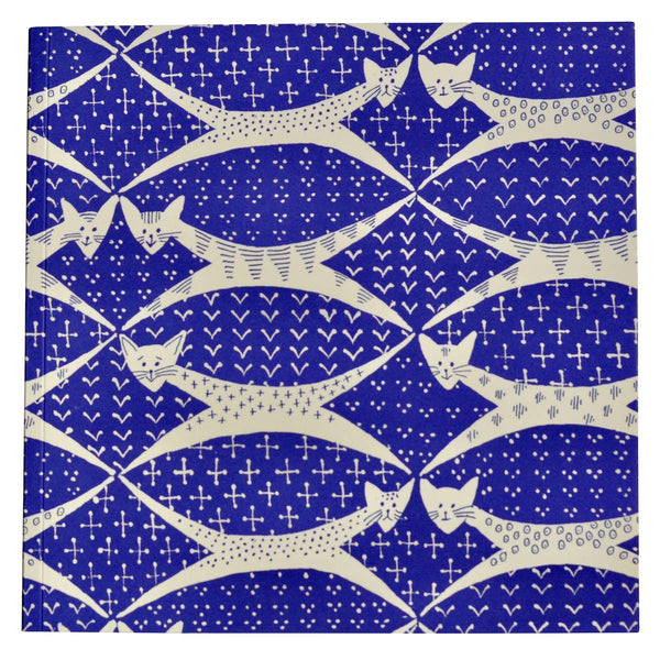 Square Notebook with Lined Paper in Cats Periwinkle Blue