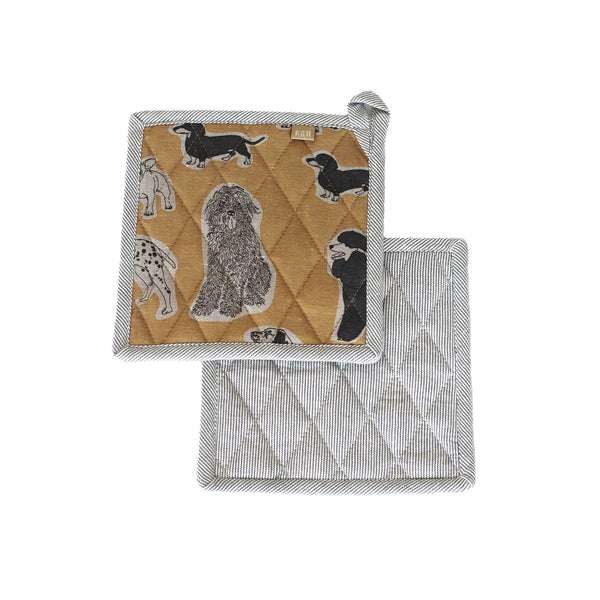 Pot Holder / Trivet Dog Print- Yellow Sunset