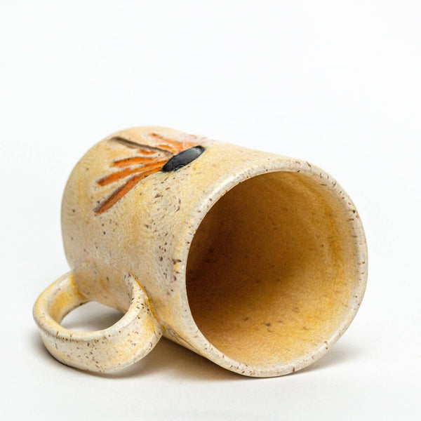 Orange Cone Flower Design Handmade in Ohio Ceramic Mug 16 oz