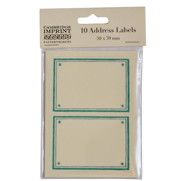 Packet of 10 Large Self-Adhesive Labels with Turquoise Border