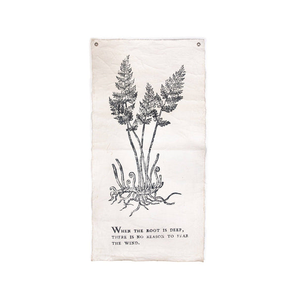 When The Root Is Deep - Botanical Hand Painted Wall Hanging 32"x63" (sizes vary)