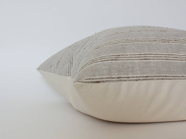 Neutral Striped Lumbar Pillow Cover, Beige Pillow | Landyn