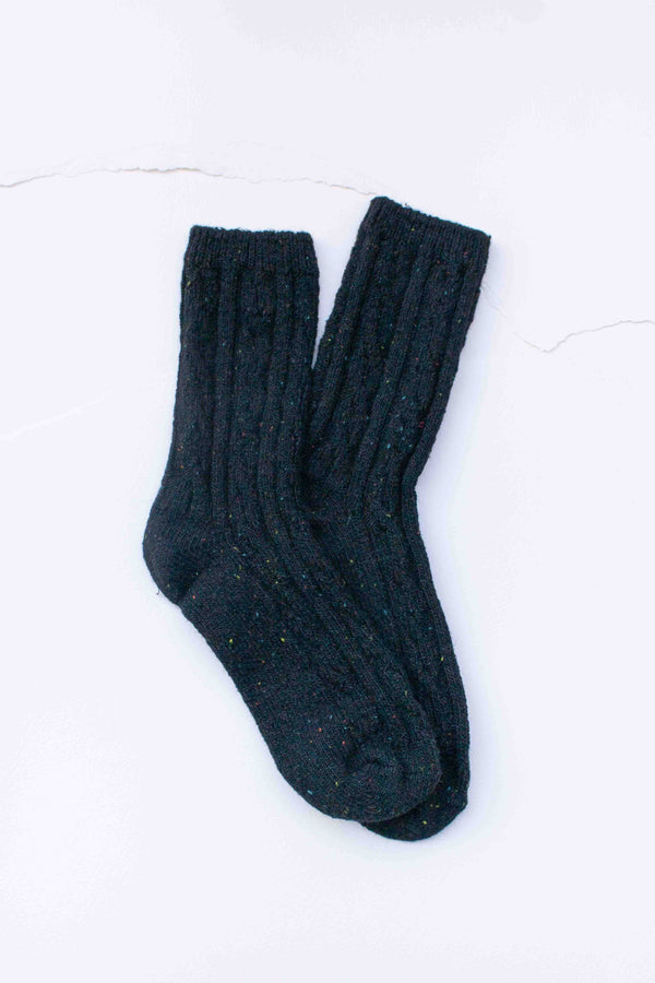 Wool Blend Speckled Knit Socks