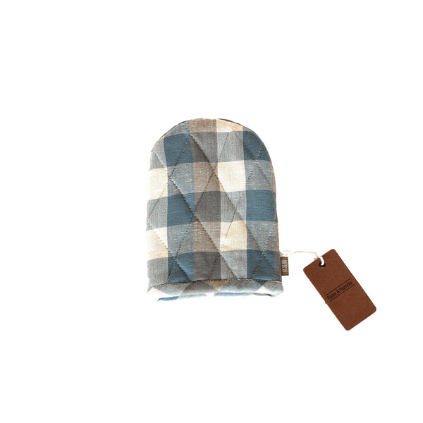 Oven Glove Short- Double Check - Blue Haze