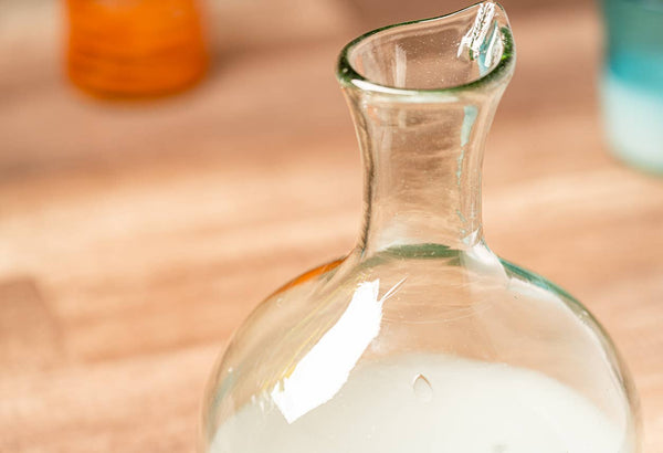 Handblown Glass Carafe - White Base