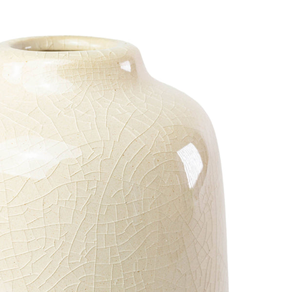 Grove White Crackle with Green Base Ceramic Vase