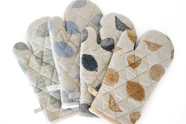 Single Oven Glove Lemons print Yellow