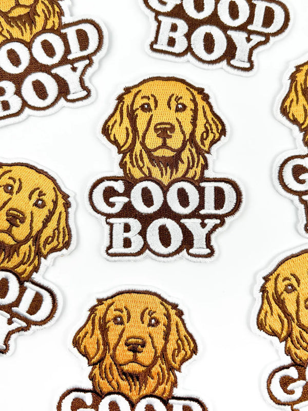 Good Boy Patch โ Golden Retriever Embroidered Iron On Patch