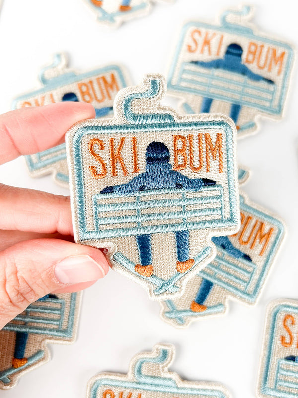 Ski Bum Embroidered Patch Skiing Iron On for Jacket Hat Tote