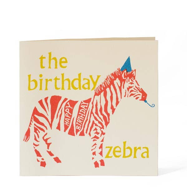 Large Square Card Birthday Zebra