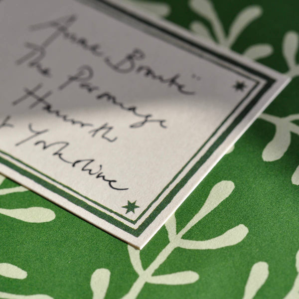 Packet of 10 Large Self-Adhesive Labels with Pea Green Border