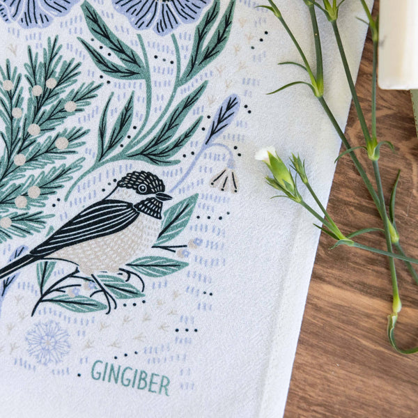 Winter Retreat Tea Towel – Cozy Seasonal Design