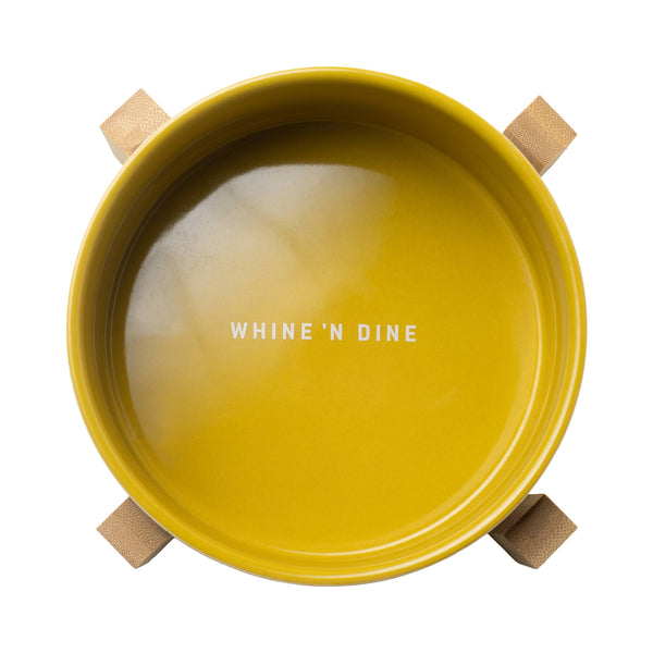 Cermic Bowl with Wooden Stand - Ochre, Whine 'N Dine