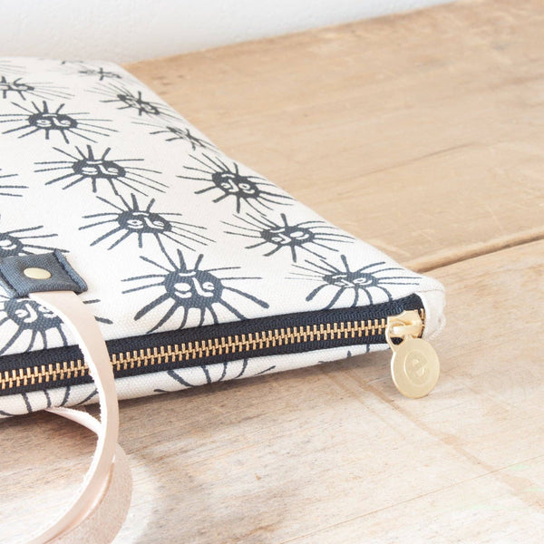 WORN BLACK HAPPY SAD SUN FOLDER BAG