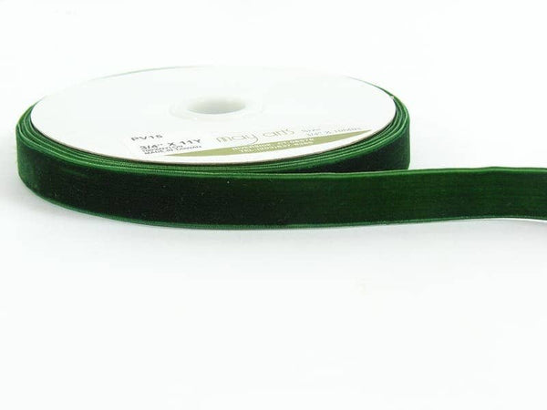 3/4" Green Classic Woven Velvet Ribbon