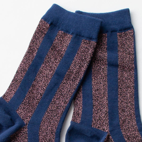 Glitter Vertical Striped Crew Socks