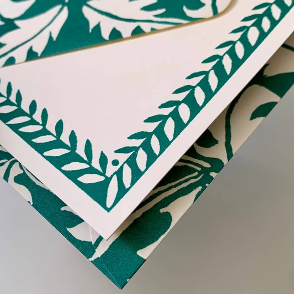 Packet of Ten Patterned Envelopes Dandelion Bottle Green