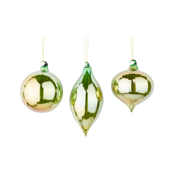 Glass ornaments gold/deep green