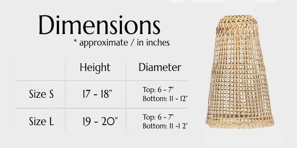 Cone Shaped Thick Woven Bamboo Pendant Light - Plug In