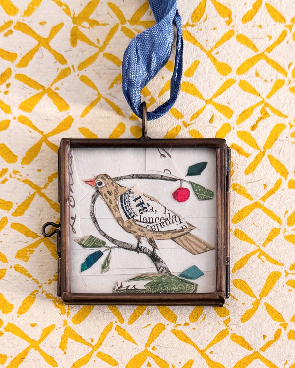 Cerise Folk Bird ~ Small Locket