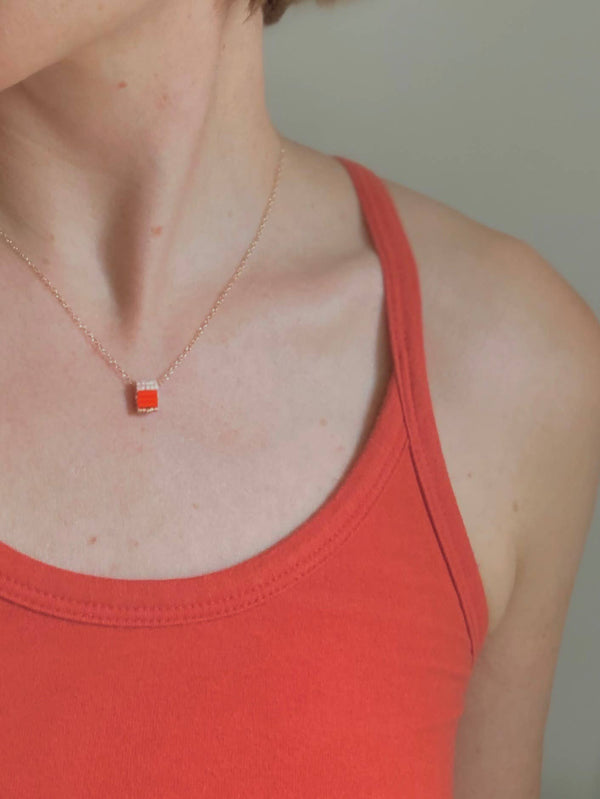 Palette Pendant - Minimal Unique Seed Bead Necklace