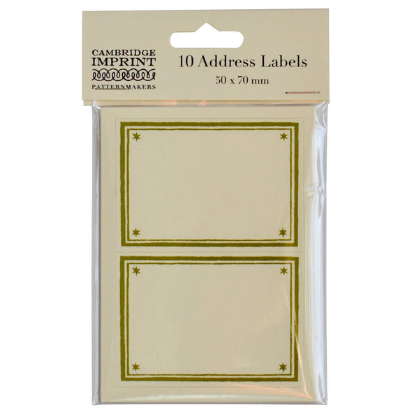 Packet of 10 Large Self-Adhesive Labels with Bawden Green Border