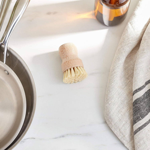 Fox Run Small Natural Dish Brush with Fiber Bristles, 3"