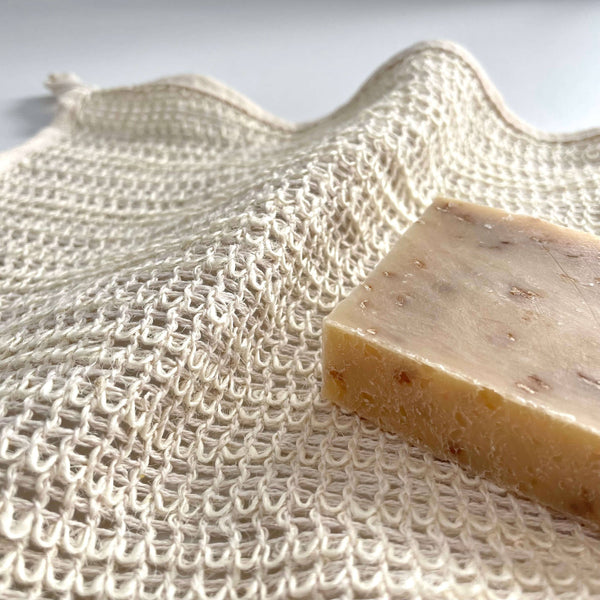 Exfoliating 10 in square eco ramie washcloth with loop