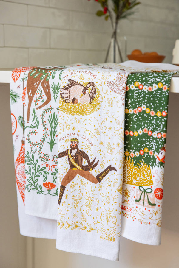 12 Days of Christmas Tea Towel – Classic Holiday Decor