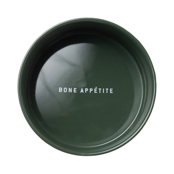 Cermic Bowl with Wooden Stand - Green, Bon Appetite