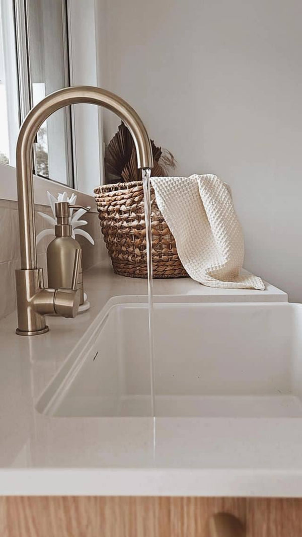 100% Organic Cotton Rustic Waffle Tea/Hand Towel - Cream