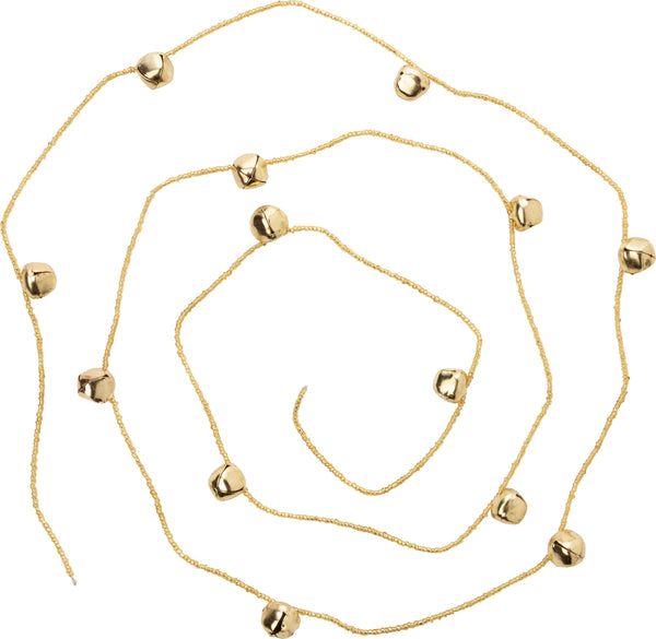 Gold glass bead garland with Gold Bells