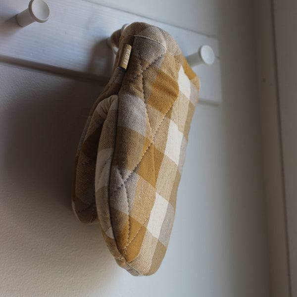 Oven Glove Short- Double Check- Yellow Sunset