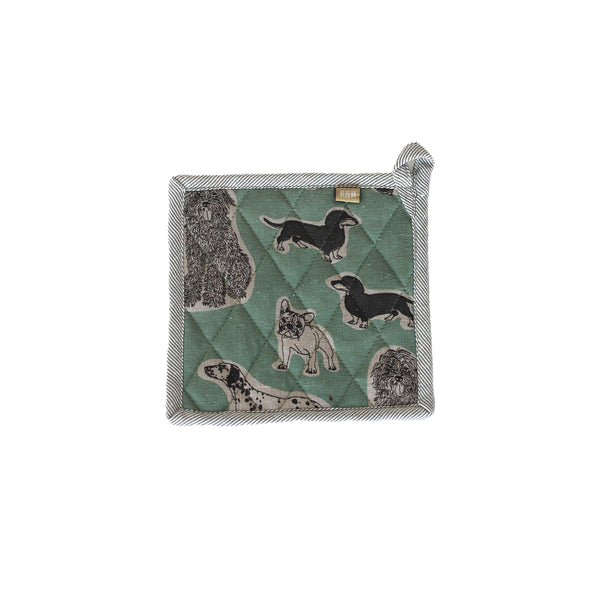 Pot Holder /Trivet Dog Print - Aqua Storm